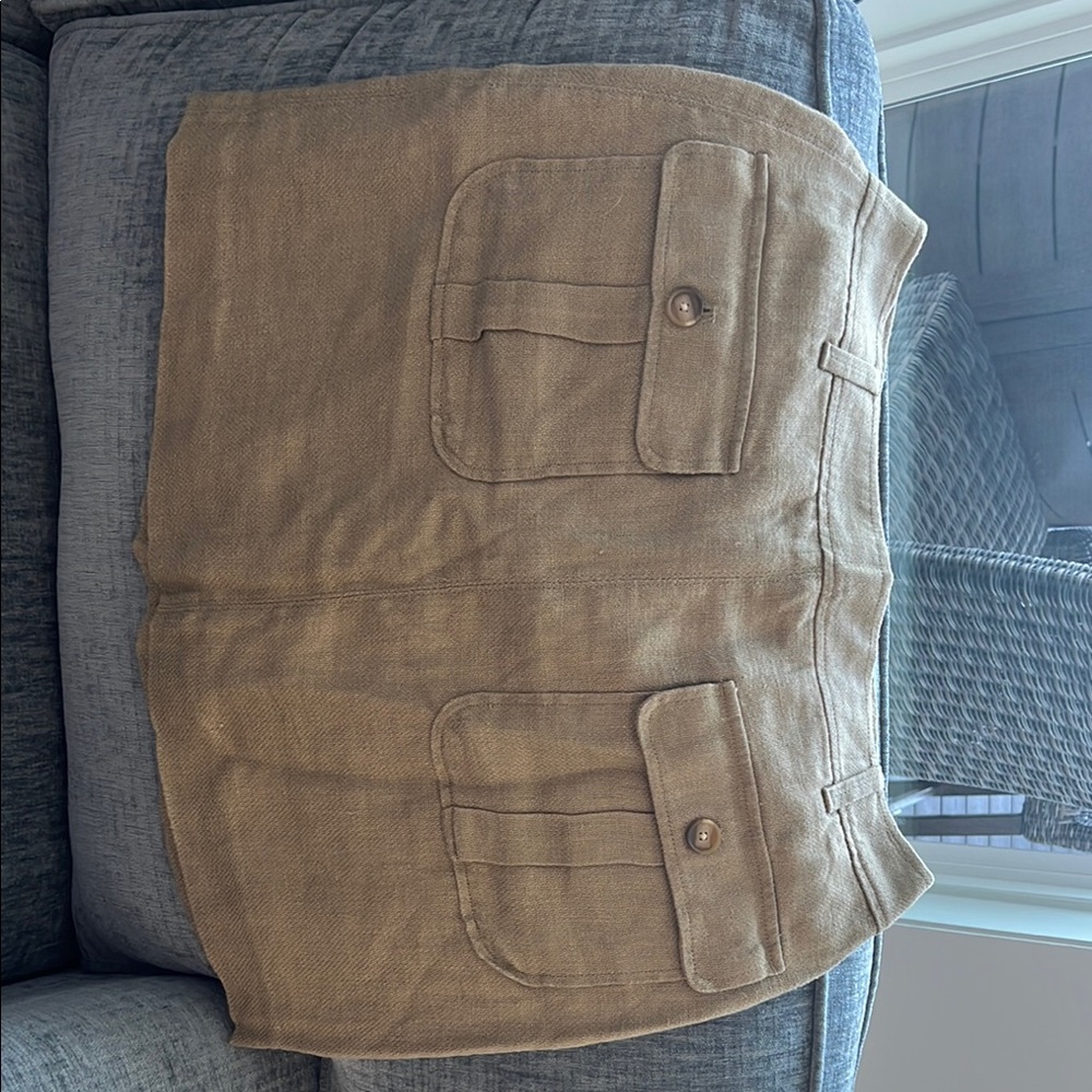 Ann Taylor Loft Linen Tan Skirt with Front Pockets